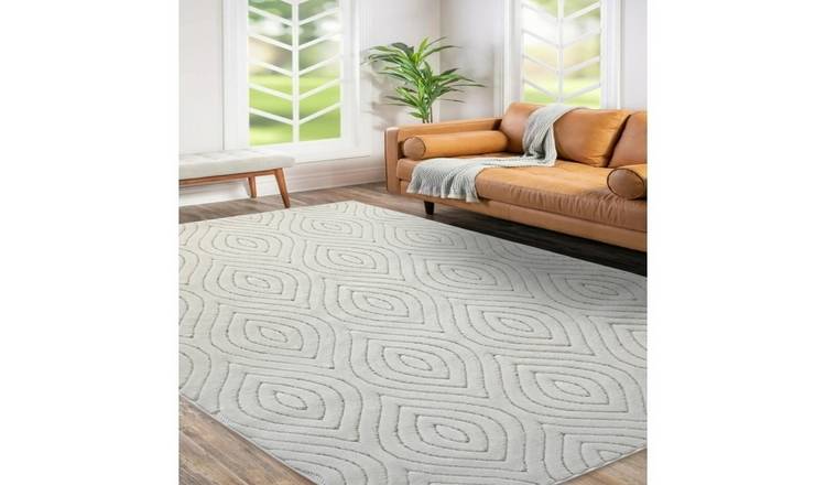 Mega Flooring White Modern Abstract Rug - 160 x 230cm