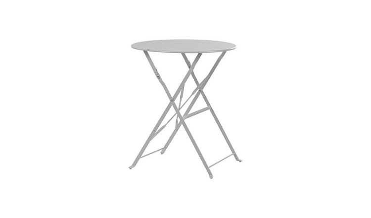 Harbour Housewares Round Metal Folding Patio Bistro Table - 60cm - White
