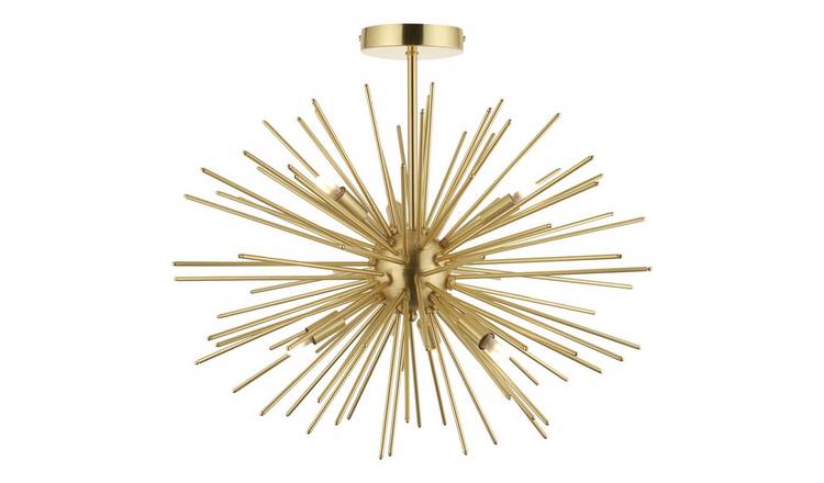 Loops Direct Steel and Aluminium Semi Flush Ceiling Light - Satin Brass