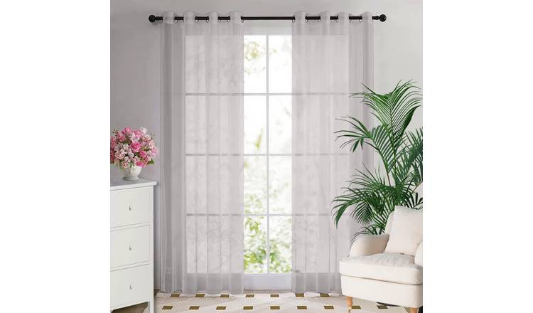 Luxury Living Voile Eyelet Panel Pair 150cm x 137cm - Silver