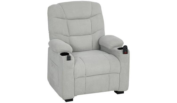 HOMCOM USB Recliner Armchair with Heating and Cup Holder - Grey