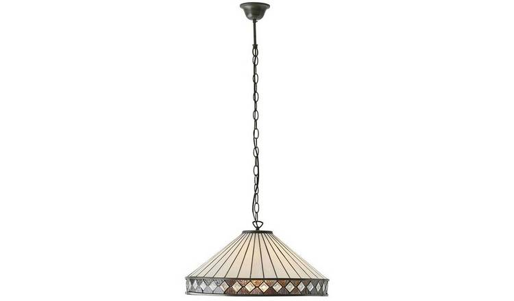 Loops Direct Glass and Steel Hanging Ceiling Pendant Light - Bronze and Natural