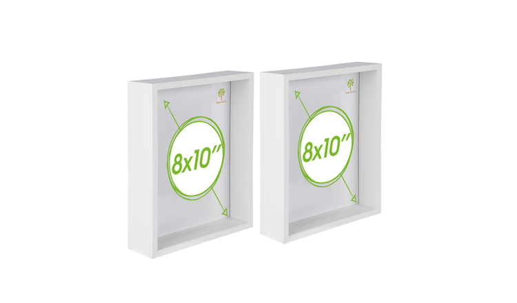 Nicola Spring 3D Deep Box Photo Frames 8" x 10" Set of 2 - White