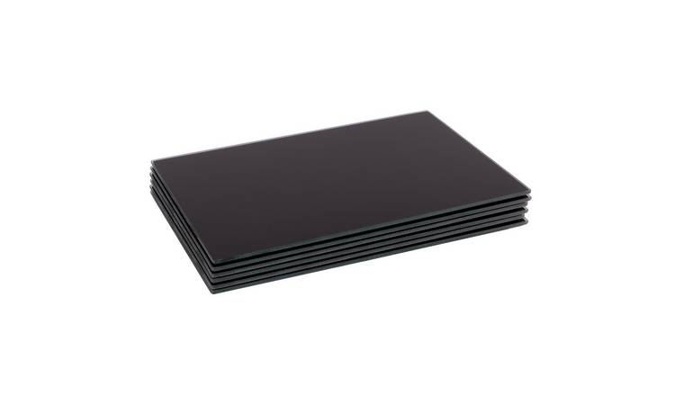 Harbour Housewares Black Glass Placemats - Set of 6 - 40 x 30cm