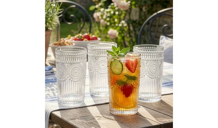 Dibor Set of 4 Palmas 355ml Glass Highball Glasses - Clear
