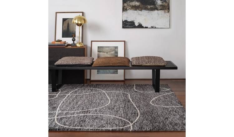 Mega Flooring Black Modern Abstract Rug - 120 x 170cm