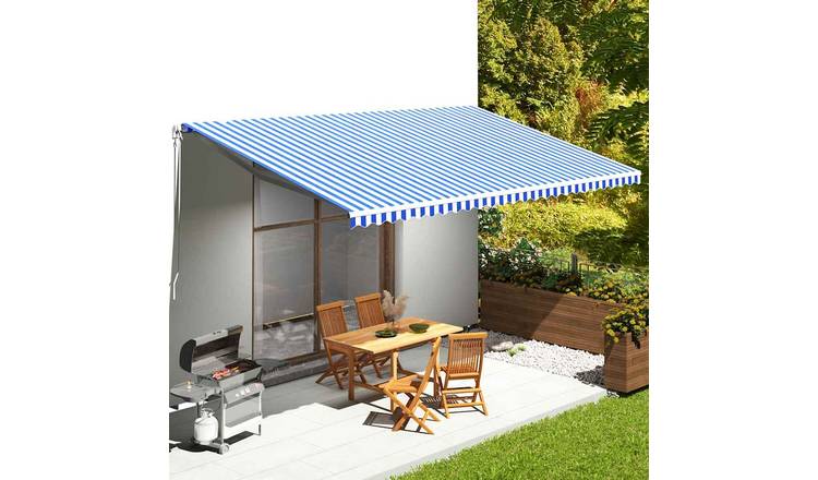 Walplus Polyester Awning - Blue and White - 600 x 350 cm - 580 x 345 cm Fabric
