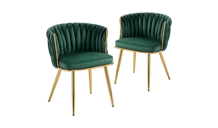 HOMCOM Set of 2 Velvet Modern Dining Chair - Dark Green