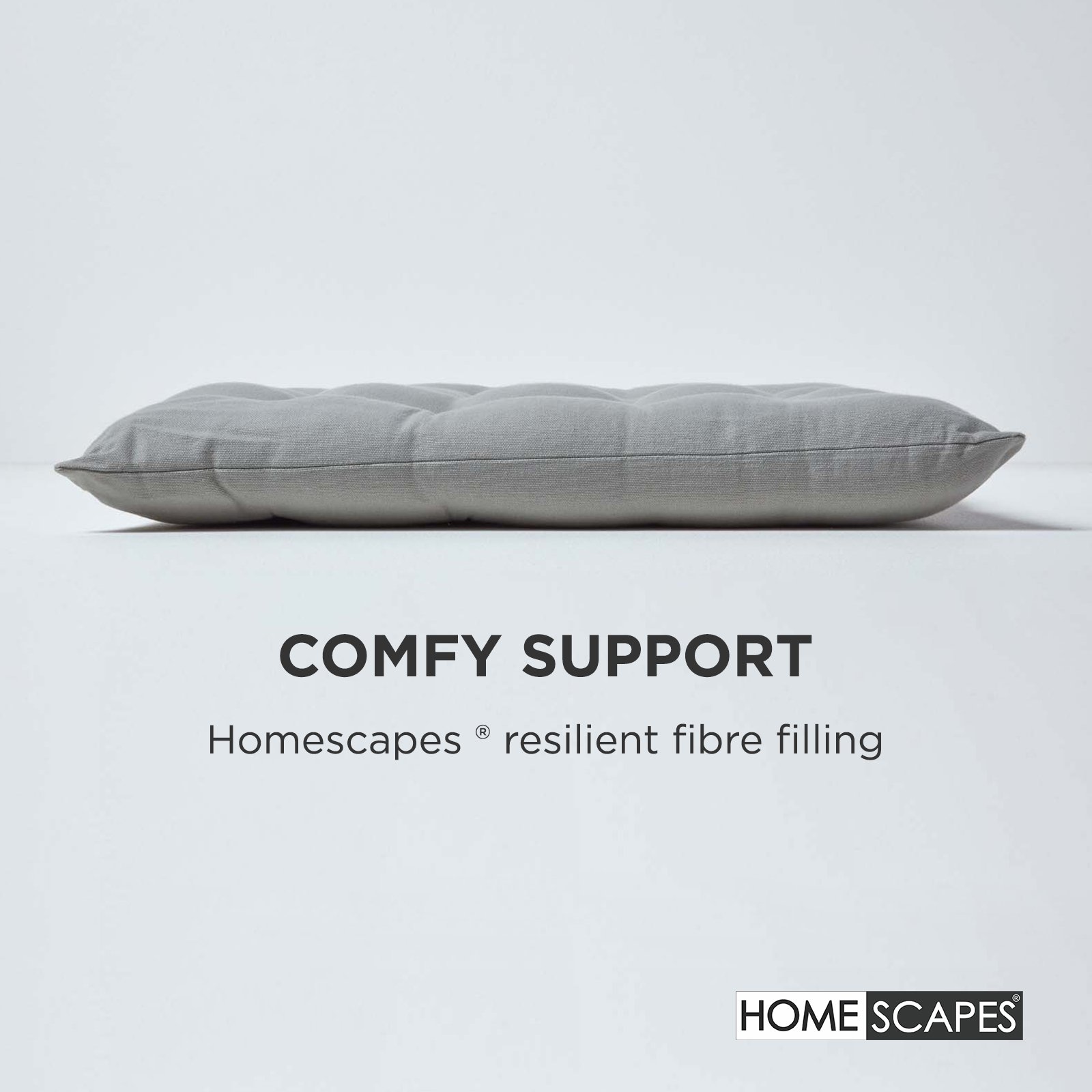 Homescapes Pack of 4 Cotton Seat Pad Chair Cushions - Grey - Image 4