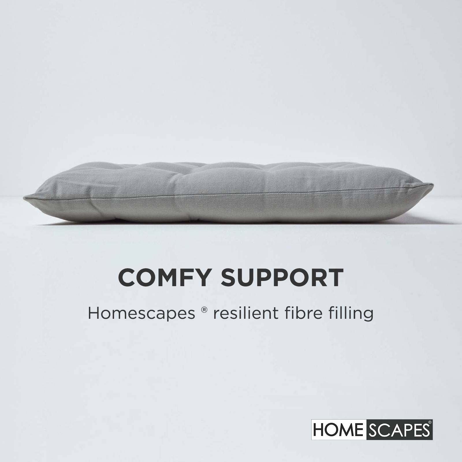 Homescapes Pack of 4 Cotton Seat Pad Chair Cushions - Grey - Image 4