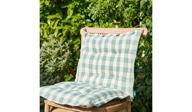 Dibor Set of 2 Checks Outdoor Garden Chair Cushion Seat Pads - Green