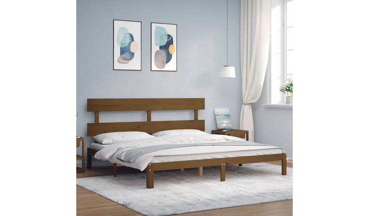 Walplus Engineered Wood Small Single Headboard Bed Frame - Artisan Oak
