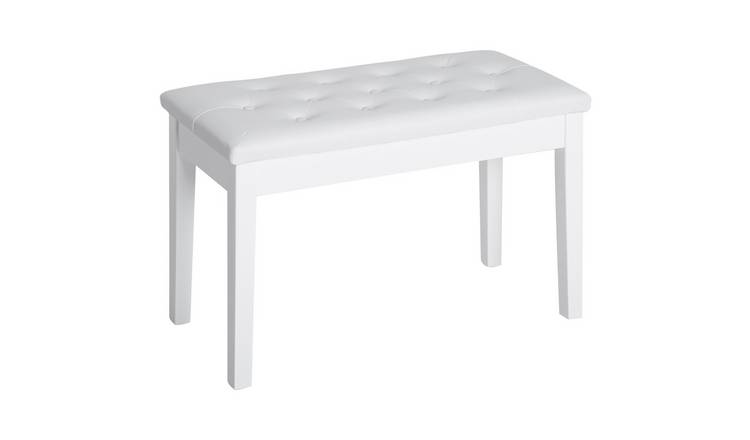 HOMCOM 76 x 36 x 50cm Faux Leather Storage Dressing Table Stool – White