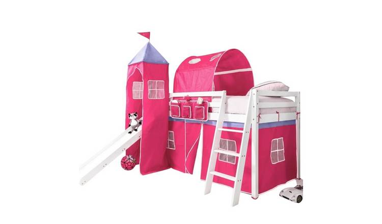 Noa & Nani Moro Midsleeper Cabin Bed With Slide & Pretty Pink Tent Package