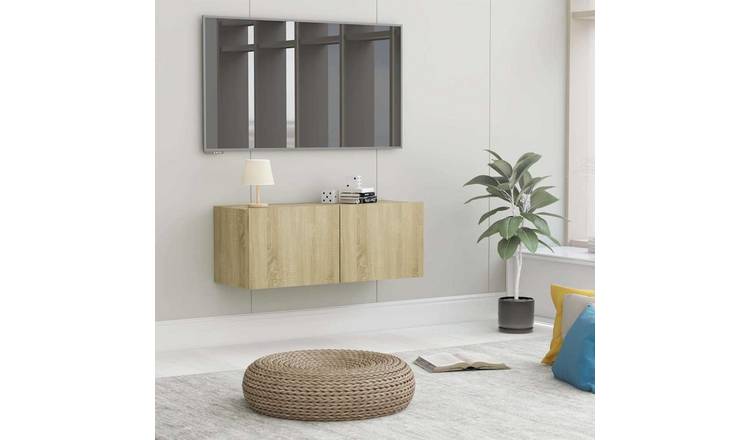 Walplus Engineered Wood TV Cabinet - Light Oak - 80 x 30 x 30 cm