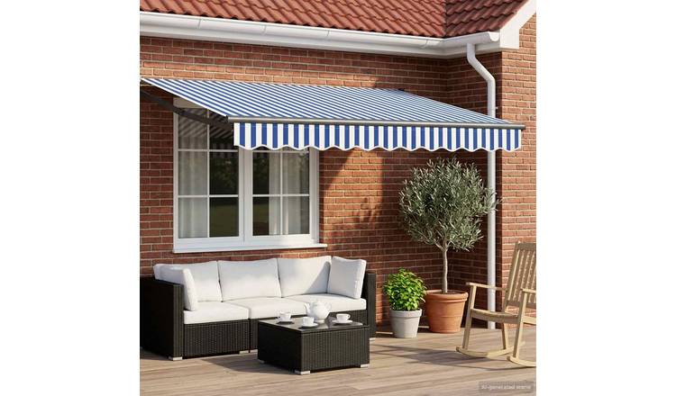 Walplus Electric Aluminium Retractable Awning - Blue - 350 x 250 cm