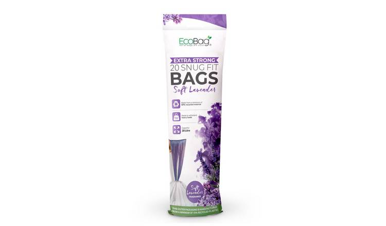 EcoBag 20L 42 x 76cm Lavender Scented Drawstring Kitchen Bin Liners - Pack of 20
