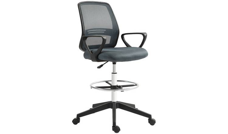 Vinsetto Mesh Tall Ergonomic Drafting Chair - Grey