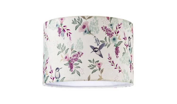 Happy Homewares Purple Botanical Woodland-Inspired Velvet Lampshade - 30cm