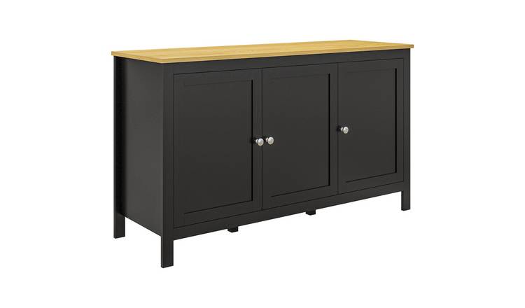 HOMCOM 3 Doors and 2 Adjustable Shelves Sideboard - Black