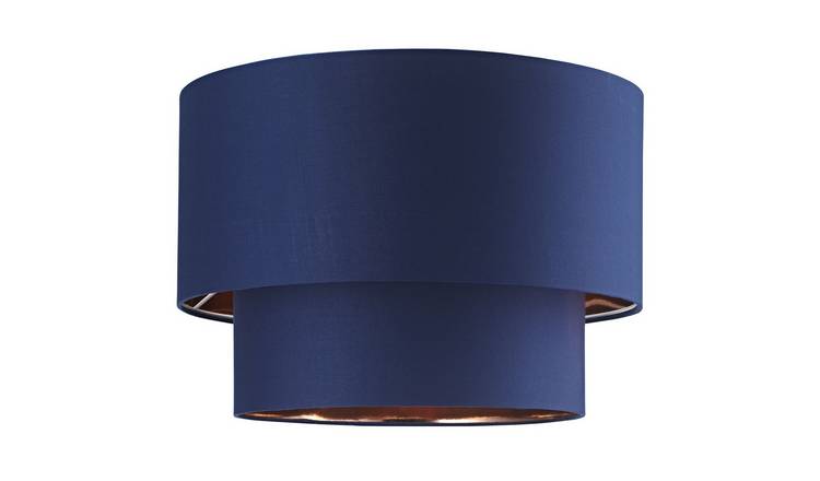 Happy Homewares Midnight Blue Cotton Double Tier Pendant Shade - 40cm