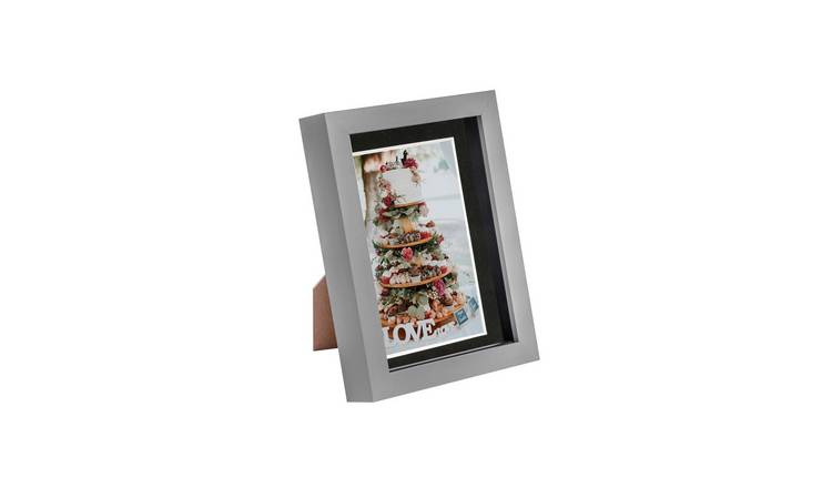 Nicola Spring 3D Box Photo Frame - 5 x 7" with Mount - Grey