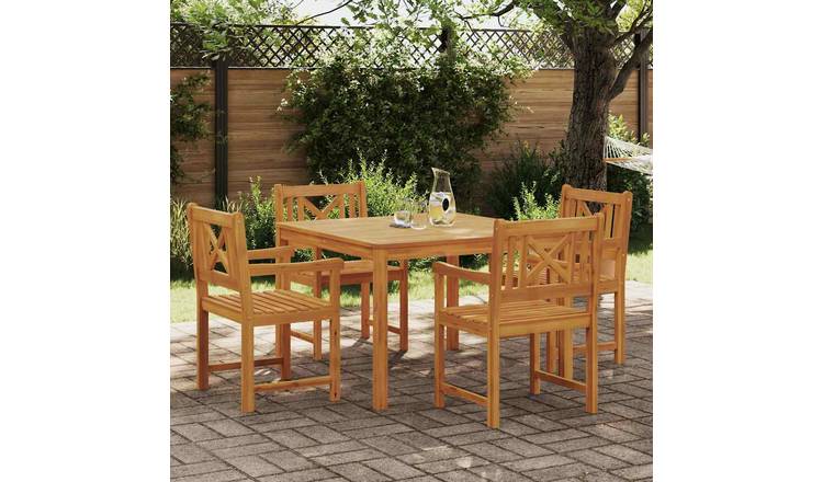 Walplus 5 Piece Garden Dining Set Wide Unit - Brown - 110 x 110 x 74 cm