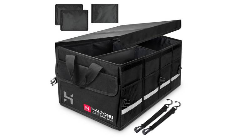 Haltons 51 x 37cm Foldable Oxford Fabric Car Boot Organiser - Black