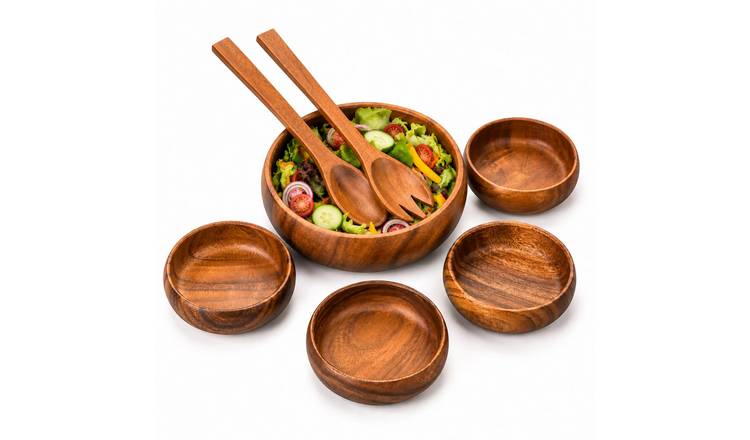 Orsina Kora Acacia 7 Piece Salad Serving Set - Natural