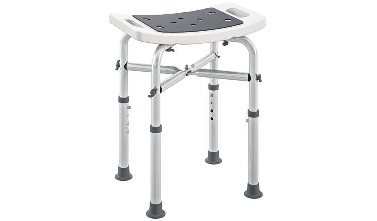 HOMCOM Adjustable Padded Shower Stool – Grey