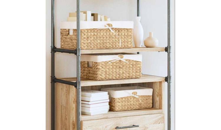 Walplus Pack of 3 Fabric Covered Storage Baskets - Natural - 40 x 30 x 18 cm