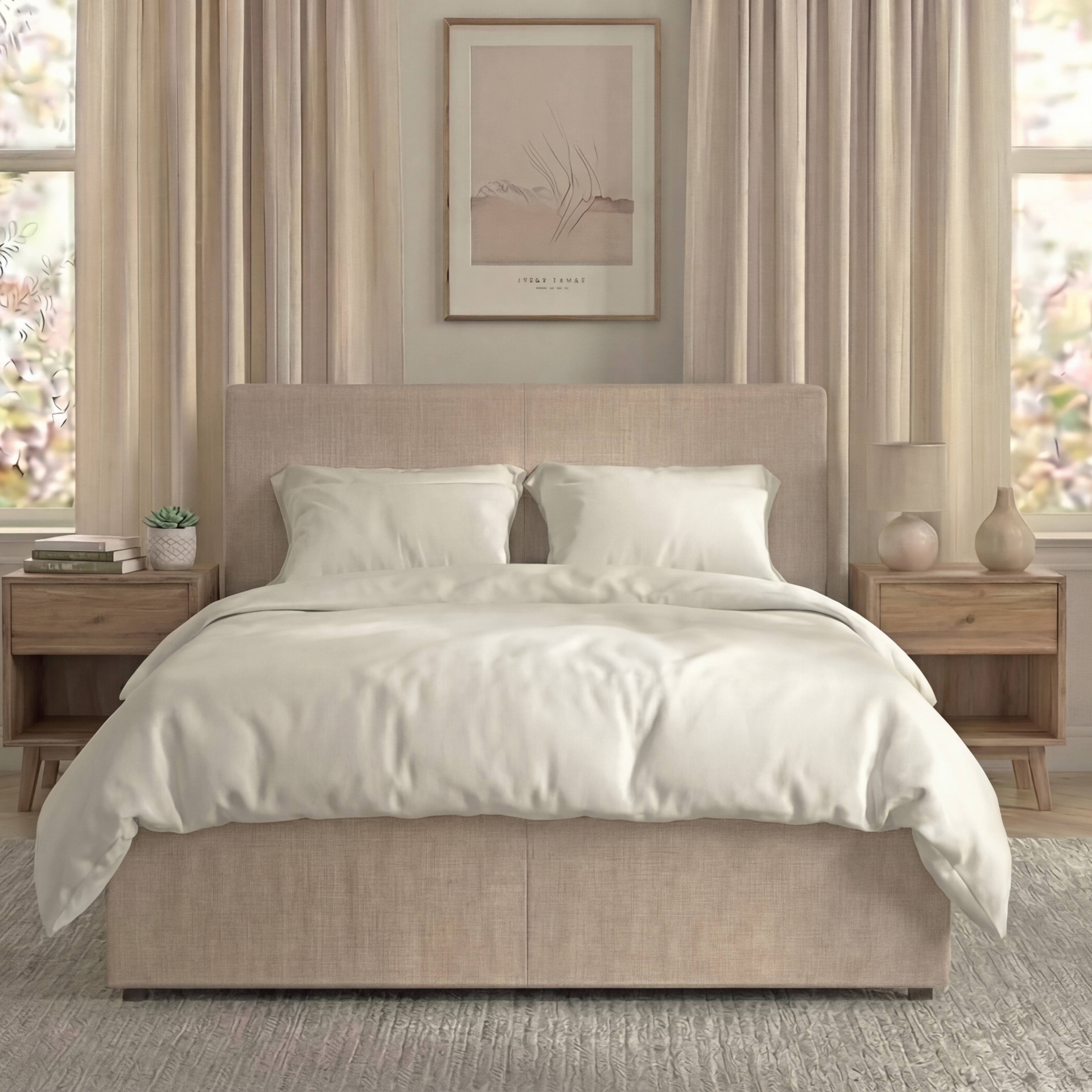 Vida Designs Veronica King Size Linen Ottoman Bed Frame - Beige - Image 7