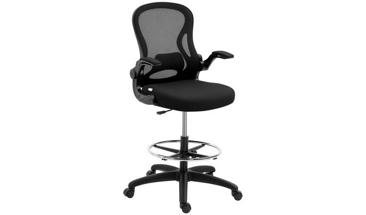 Vinsetto Flip-up Armrests Ergonomic Tall Office Chair - Black