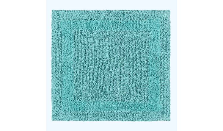 Homescapes Reversible Cotton Shower Mat - Aqua