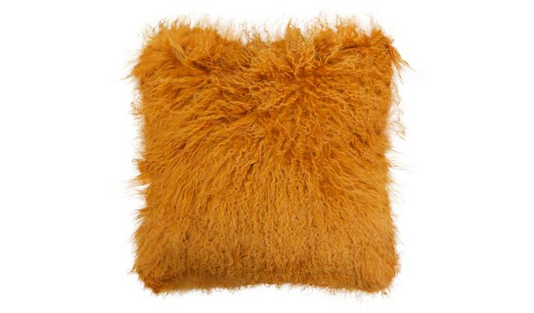 Orsina Bosie Real Mongolian Fur Square Cushion – Yellow