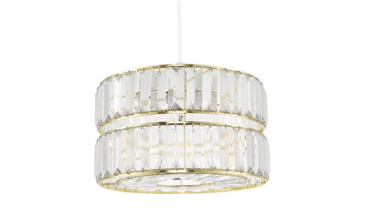 Happy Homewares Gold Chic Double Tier with Clear Acrylic Pendant Shade - 25cm