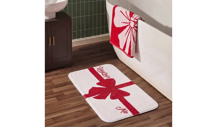 OHS Unwrap Me Slogan Bath Mat - 45 x 75cm - Red