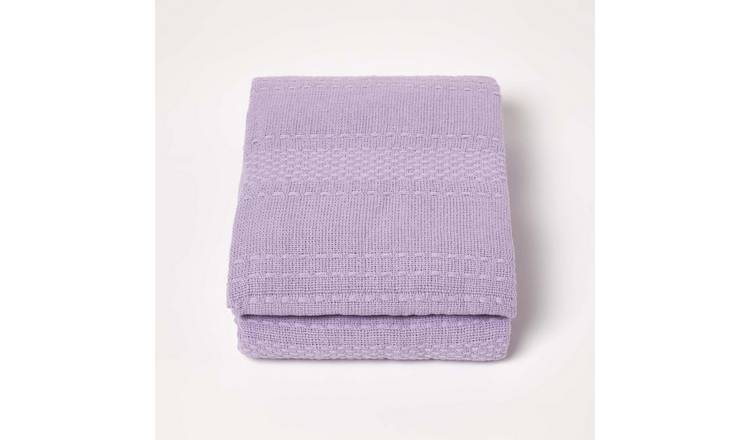 Homescapes Cotton Kashi Textured Throw - 255 x 360 cm - Lilac