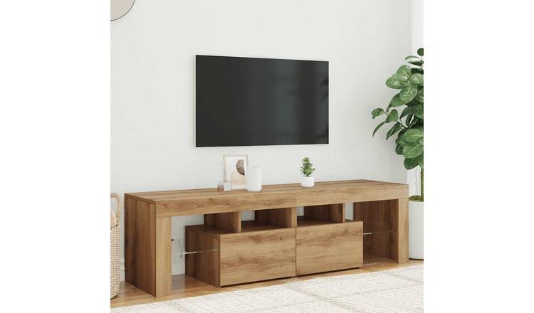 Walplus LED Engineered Wood TV Cabinet - Oak - 140 x 36.5 x 40 cm