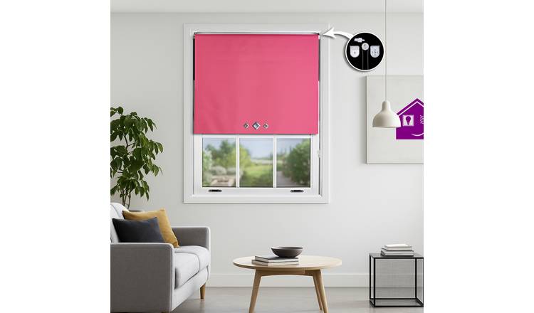 Furnished Fuchsia Blackout Roller Blind Diamond Eyelets - 235 x 165cm