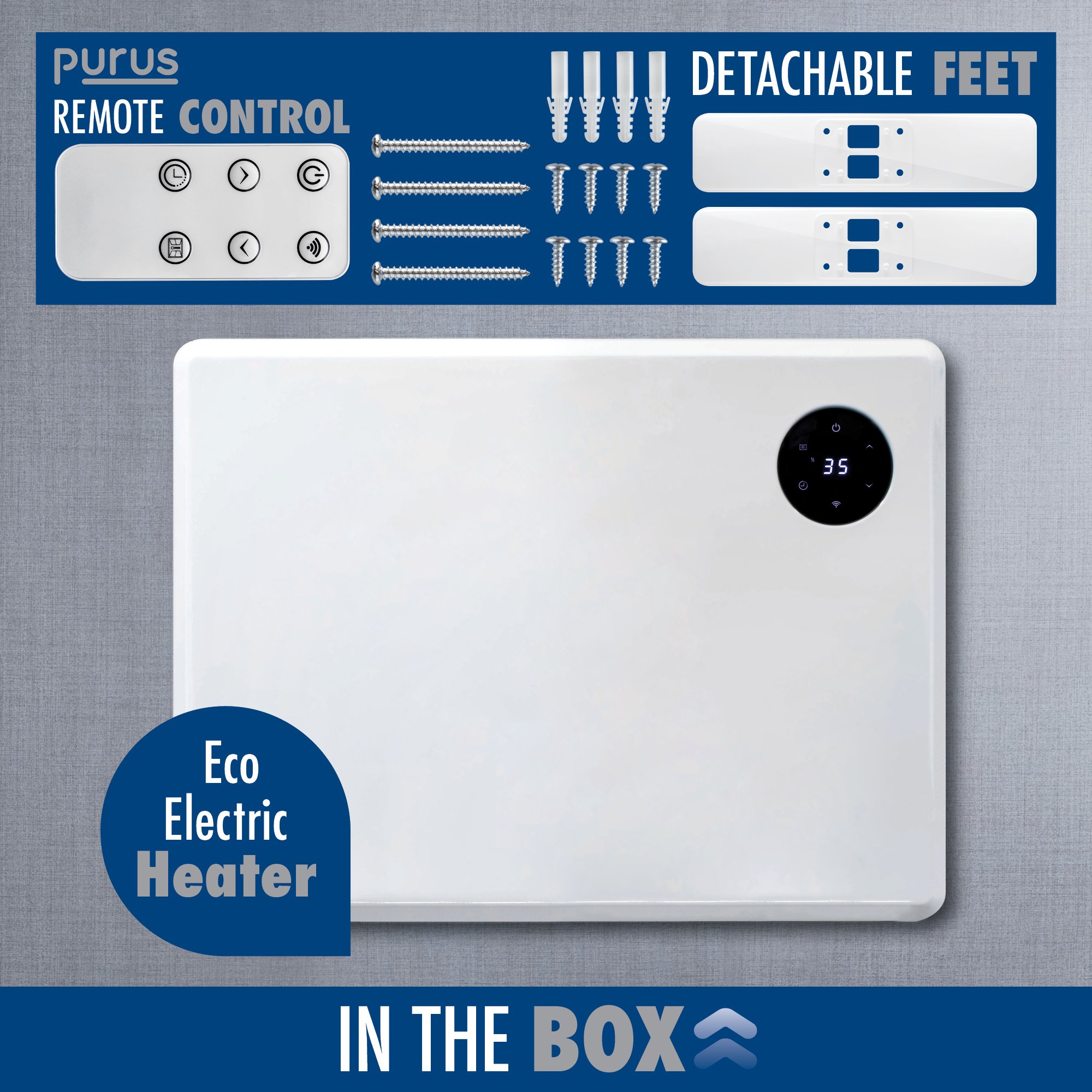 Purus 1000W Smart WiFi Electric Panel Heater - White - Image 6