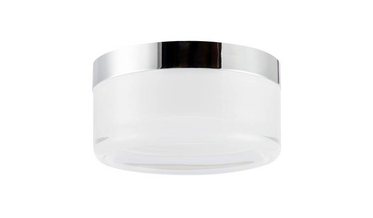 Happy Homewares Polished Chrome LED with Opal Bathroom Ceiling Light - 14cm