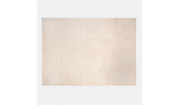 OHS Tufted Geometric Soft Rug - 120 x 170cm - Stone