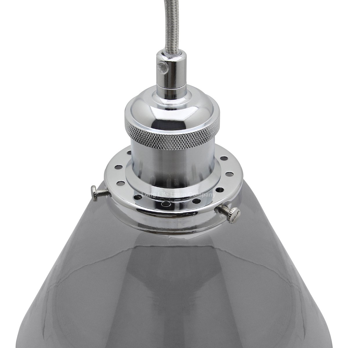 Energy Light Bulbs 3 Light Grey Cone Glass Ceiling Pendant Light - Chrome - Image 5