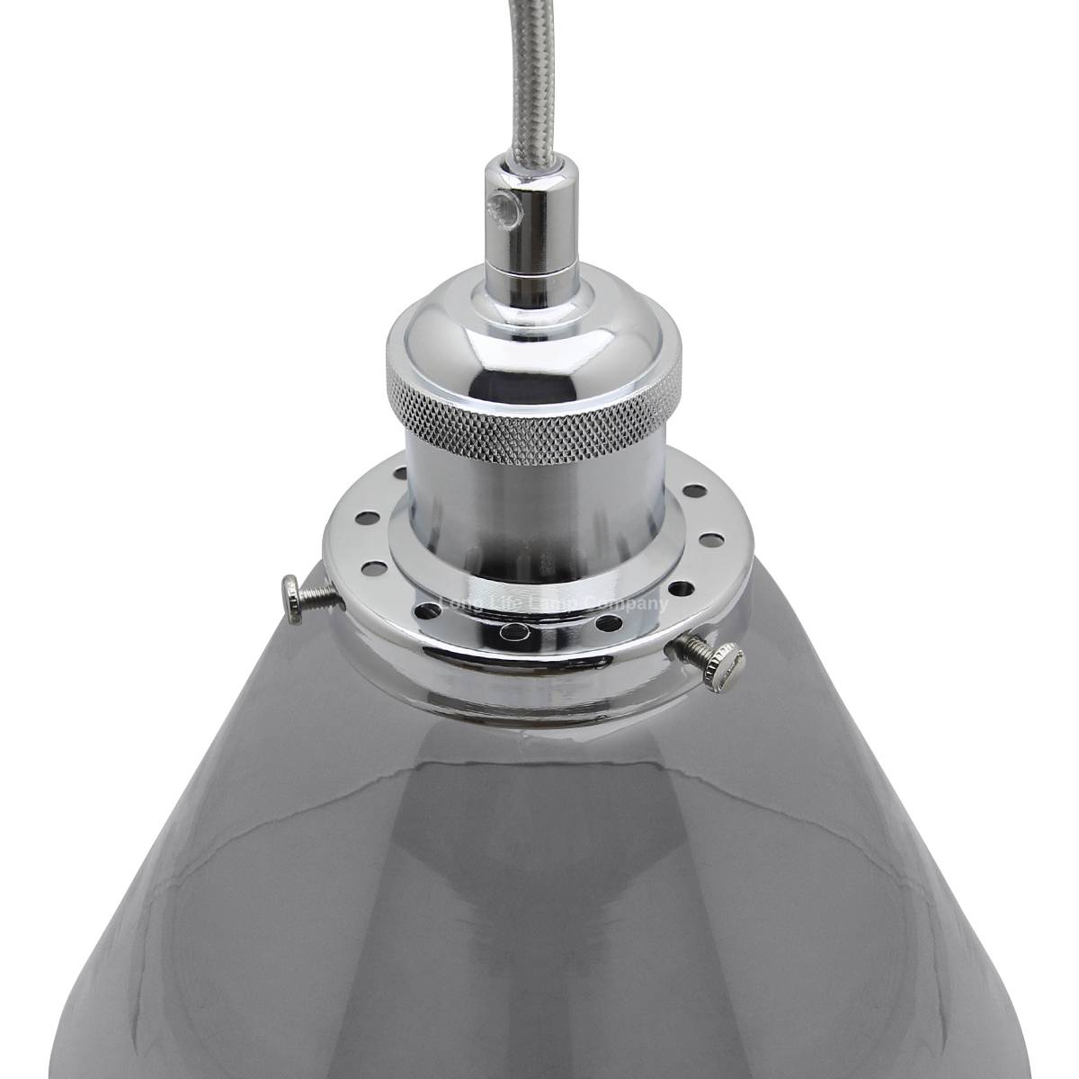 Energy Light Bulbs 3 Light Grey Cone Glass Ceiling Pendant Light - Chrome - Image 5