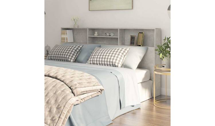 Walplus Engineered Wood Headboard Cabinet - Granite Grey - 200 x 19 x 103.5 cm