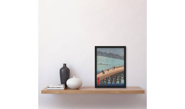 Utagawa Hiroshige Evening Shower Ohashi Bridge Framed Art Print - A4