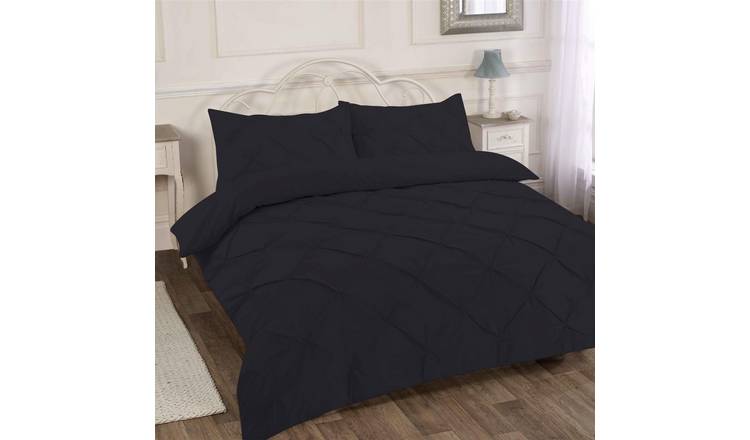 HomeSpace Direct Alexander Pintuck Black Duvet Cover Set - King