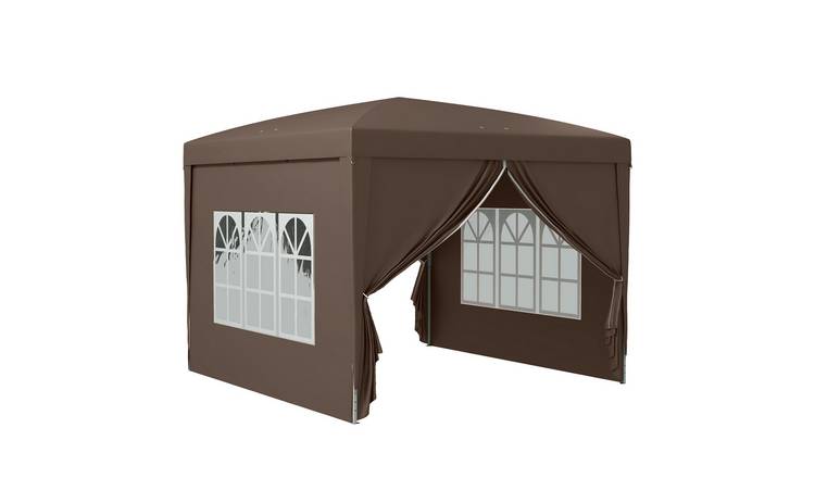 Outsunny Pop Up Gazebo with Sidewalls and Windows – Coffee