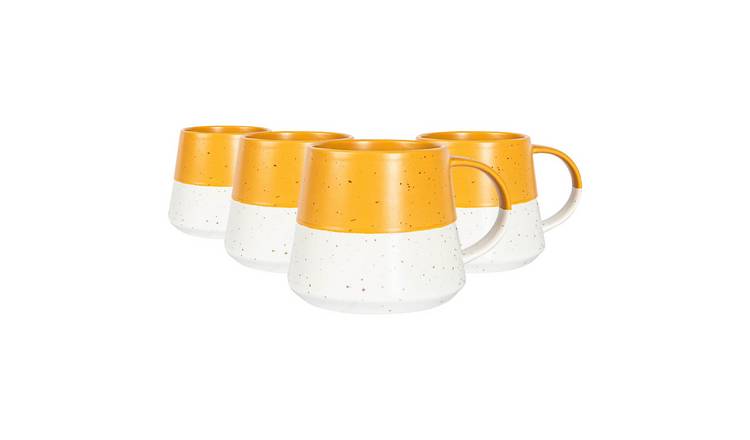 Nicola Spring Dipped Flecked Belly 370ml Mugs Pack of 4 - Mustard